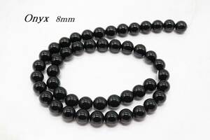 [*EA78-8] natural stone black onyx 8mm. sale 1 ream approximately 38cm onyx Power Stone ream [ postage nationwide equal 198 jpy ]