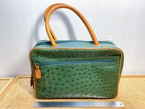  ценный PARAPINIpala шестерня ручная сумочка Ostrich Италия производства зеленый × Brown текущее состояние товар 