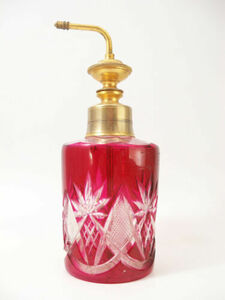 1920年代 Val Saint Lambert バカラ Rubyカット クリスタル 香水 アトマイザー ボトル Baccarat