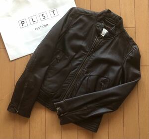 PLST plus te sheep leather rider's jacket scorching tea size 0 original leather ram leather leather jacket outer lady's 