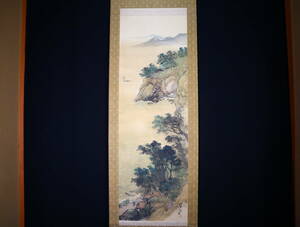 Art hand Auction [Auténtico] Pergamino colgante, Fénix y Xiang, Paisaje de verano del Mar del Norte, con caja, Cuadro, pintura japonesa, Paisaje, viento y luna