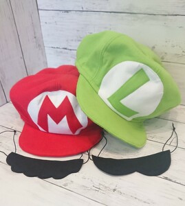 マリオ&ルイージ風☆なりきりキャップ☆ハロウィンコスプレ☆ハンドメイド