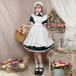  high quality Lolita meido One-piece cosplay pretty meido. tea meido Cafe uniform apron lady's 3 point set costume roli.taLolita