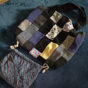 着物リメイク ハンドメイド 手提げバッグ&巾着ポーチ 和柄