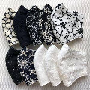 立体インナー 花柄刺繍生地 コットンレース 10枚セット
