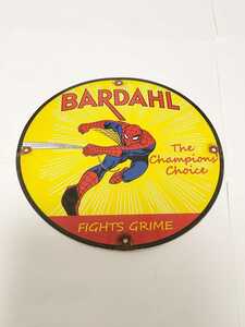 ★激レア★　1980年代　ビンテージ BARDAHL バーダル 看板 アメリカ US 世田谷ベース　当時物 本物　スパイダーマン　アメコミ