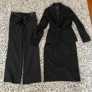 【3点セット】冬用　ブラックフォーマル　ブランドスーツ　ブラック　スーツセット　ウール混　ジャケット　パンツ　スカート