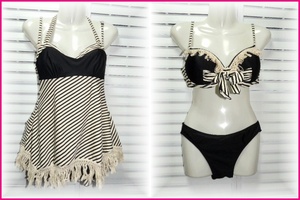 YimeiSHan fringe decoration separate swimsuit tankini * skirt set 