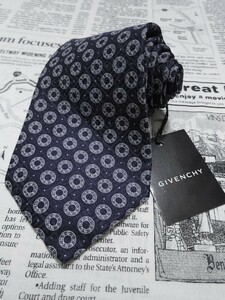 ji van si.GIVENCHY beautiful goods new goods unused tag attaching the smallest lustre necktie silk 100% pattern pattern dark blue series navy B-004434.. packet 