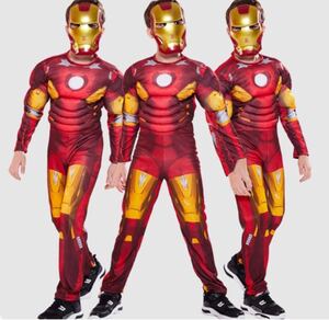 ハロウィンコスチューム アイアンマン仮装 キッズコスチューム コスプレ2点セット マスク付 マッチョ子供用仮装 クリスマス仮装