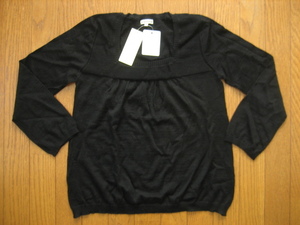 即決新品 　3can4on　スクエアネック 長袖セーター 黒/ブラック ２／Ｍ ウール素材 / 傷っぽいところあります