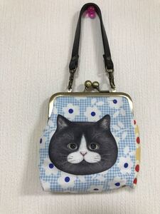 コヤンイサムチョン 小さな がま口ポーチ ハンドメイド 黒猫ちゃん