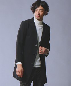 5351 POUR LES HOMMES 17AW ポリニットチェスターフィールドコート 44 新品同様 定価42,900円 テーラード セミロングジャケット プールオム