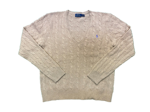 新品 アウトレット 3583 XLサイズ レディース メリノウール Vネック セーター polo ralph lauren ポロ ラルフ ローレン CAMEL