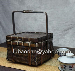竹編みバッグ 茶道具収納 便攜 収納ケース古風 職人手作り ピクニック