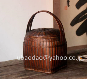職人手作り 竹編みバッグ 茶道具収納 収納ケース古風