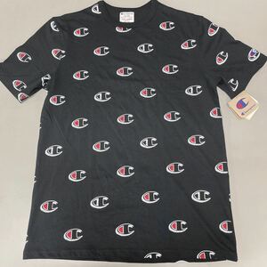 チャンピオン ヘリテージ 総柄　Tシャツ Lサイズ heritage champion 未使用　半袖　メンズ　黒　ブラック