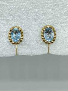 * new goods * K18 blue topaz earrings yellow gold 