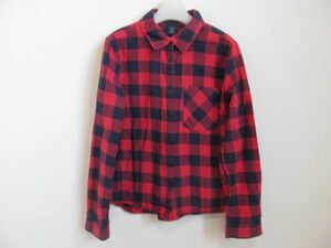 (44989)GAP　ギャップ　キッズ　ブロックチェック　長袖　シャツ　ブラウス　レッド×ネイビー　長袖　150㎝　USED