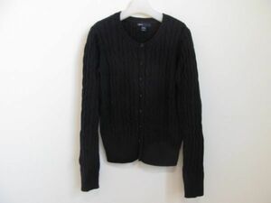 (44988)GAP　ギャップ　キッズ　ケーブル編み　クルーネック　カーディガン　コットン　ネイビー　長袖　150㎝　USED