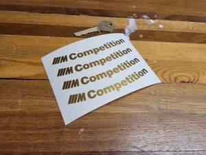 即納 BMW コンペティション M Competition カッティング ゴールド 100mm x 10mm 4枚セット ステッカー 《送料無料》残り1点