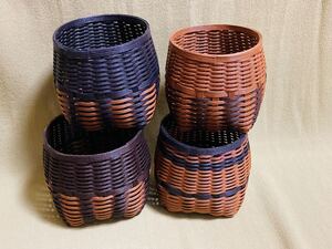 クラフトバンド ミニかご 4個セット 黒蜜茶色