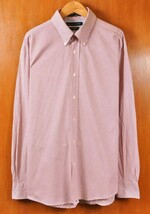 ビッグサイズ TOMMY HILFIGER トミーヒルフィガー 80年代二重織り生地使用 長袖シャツ 斜めストライプ柄 2XL相当(19971_画像1