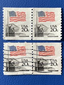 アメリカ切手★星条旗　★濃淡2種　20セント　(コイル切手ペア)