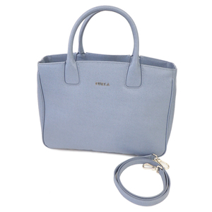 [Unused] Furla 2way bag Handbag Tote bag Shoulder bag Leather Light blue TK2865, debt, Furla, tote bag