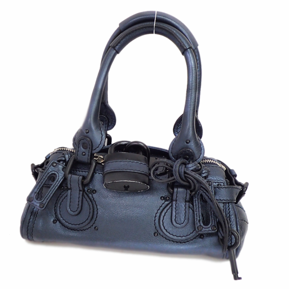 Chloe Tote Bag Handbag Paddington Leather Navy TK2869, nine, Chloe, one piece