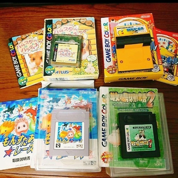 ゲームボーイカセット4本セット　箱あり ソフト　ポケモンピンボール　牧場物語2　ハムスターパラダイス2ちゅー　もんすたあ★レース