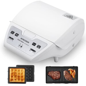 ワッフルメーカー ホットサンドメーカー ワッフル グリル 朝食 着脱式 電気 両面焼き 焼肉 プレート2種類 ポータブル