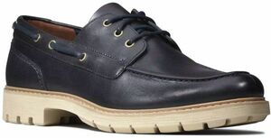 送料無料 Clarks 27cm ネイビー ブルー レザー ボート シューズ スニーカー デッキ 革 ビジネス フォーマル ブーツ スーツ JJJ61