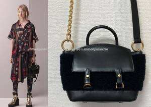 定価107800円★SACAI ムートン カーフレザー 2WAY ショルダーバッグ サカイ★ファー BLACK 未使用 ブラック チェーン BAG 鞄