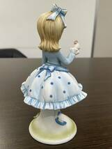 ★【レトロ品 陶磁器人形・インテリア置物】Lefton China Figurine(レフトン) 花と少女(女の子) KW 6635(サンプル) ブルー★高さ約15.5cm_画像7