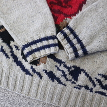 90s TOMMY HILFIGER 釣り Hand Knit セーター L フィッシング ハンドニット ウール コットン トミーヒルフィガー ヴィンテージ_画像5