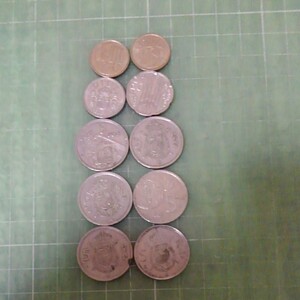 スペイン旧硬貨×10枚(60ペセタ、1957~98年)
