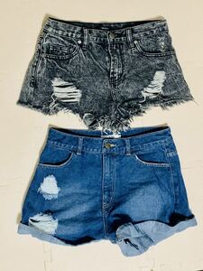  Denim short pants 2 point set L size short pants 