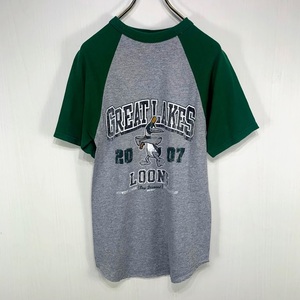 MIDWAST LEAGUE GREAT LAKES ラグラン Tシャツ Sサイズ マイナーリーグ グレートレイクス ルーンズ 古着 半袖 カットソー 野球