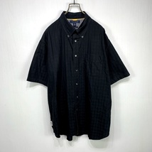 TOMMY HILFIGER チェック ボタンダウン 半袖 シャツ XLサイズ ブラック 黒 トミーヒルフィガー 古着 メンズ 大きい ビッグ オーバー サイズ_画像1