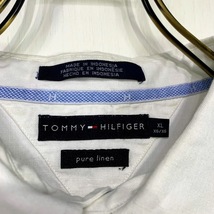 TOMMY HILFIGER 麻 半袖 シャツ XLサイズ ホワイト 白 トミーヒルフィガー 古着 メンズ ワンポイント 大きい ビッグ オーバー サイズ_画像2