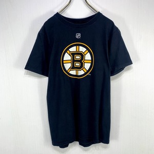 Reebok NHL Bostn Bruins Tシャツ Mサイズ ブラック 黒 ボストン ブルーインズ パトリス バージェロン 37 古着 アイスホッケー リーボック