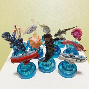  rare rare out of print deep sea living thing 2 figure collection 12 kind together set Secret bottle cap deep sea living thing fish not for sale Kaiyodo 