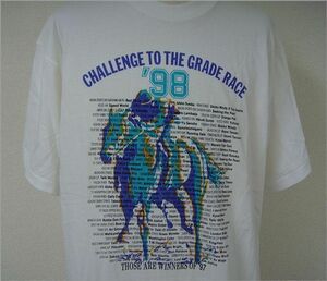 TURFY CLUB horse racing 1997 JRA -ply .. profit horse T-shirt [CHALLENGE TO THE GRADE RACE '98] big size [a5-0011]