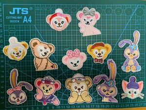 ディズニーキャラクター ダッフィー刺繍アイロンワッペン 12枚セット
