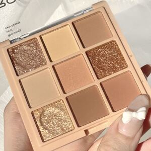 DIKALU1# 9色アイシャドウパレット グリッターアイシャドウ ベージュ