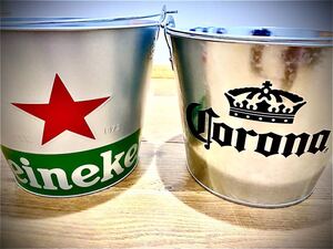 【非売品★Wネームアイスバケツ!】 Heineken&Corona【何と!栓抜き付き!】ハイネケン&コロナビール【残り少々】