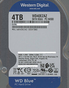 Western Digital製HDD WD40EZAZ 4TB SATA600 5400