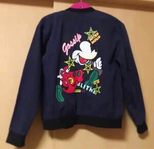 ミッキーデザインデニムジャケット アウター ブルゾン Gジャン ディズニー 背中ロゴ