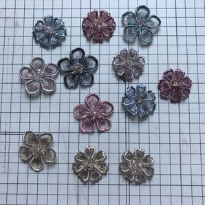 お花モチーフ キラキラキュービック入り 立体お花(10枚)